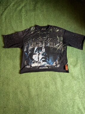 Black Graphic Boys' Short Sleeve Tee with Stud Details